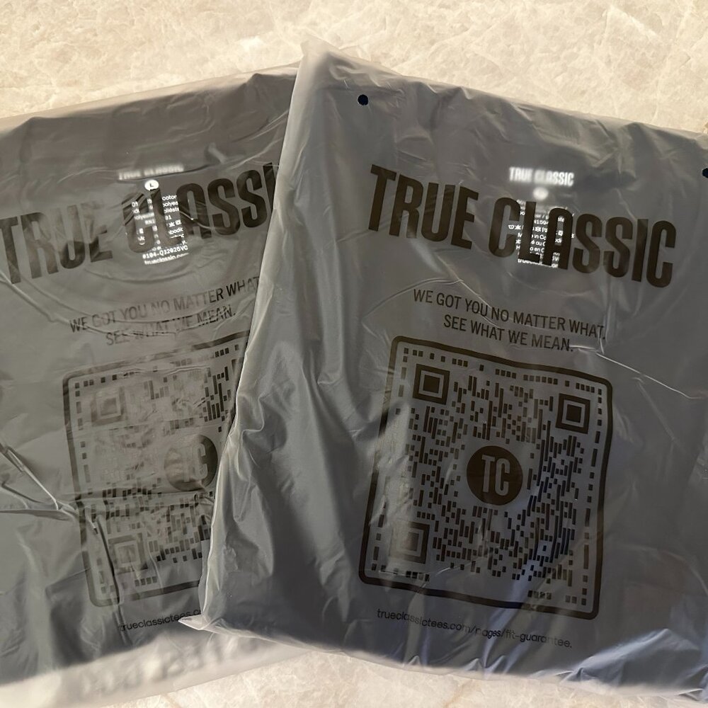 Two NWT True Classic Heavyweight Pocket Crew T Shirts
